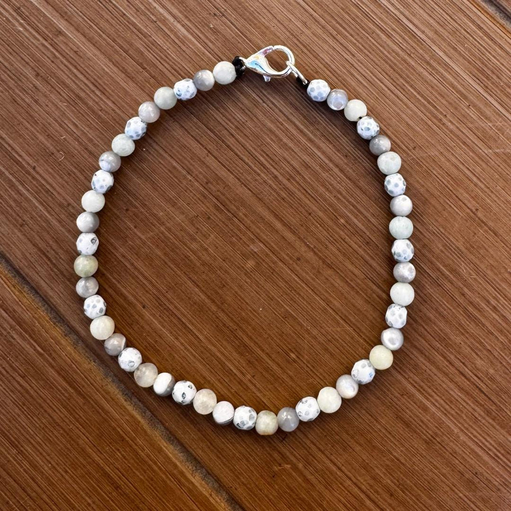 Amazonite & Mother Of Pearl Dainty Gemstone Bracelet