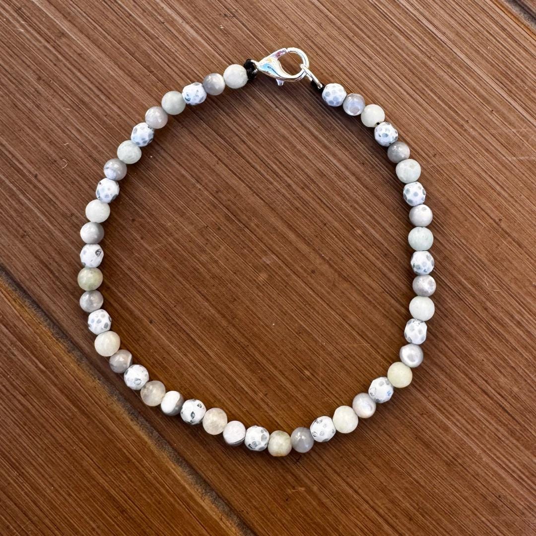 Amazonite & Mother Of Pearl Dainty Gemstone Bracelet