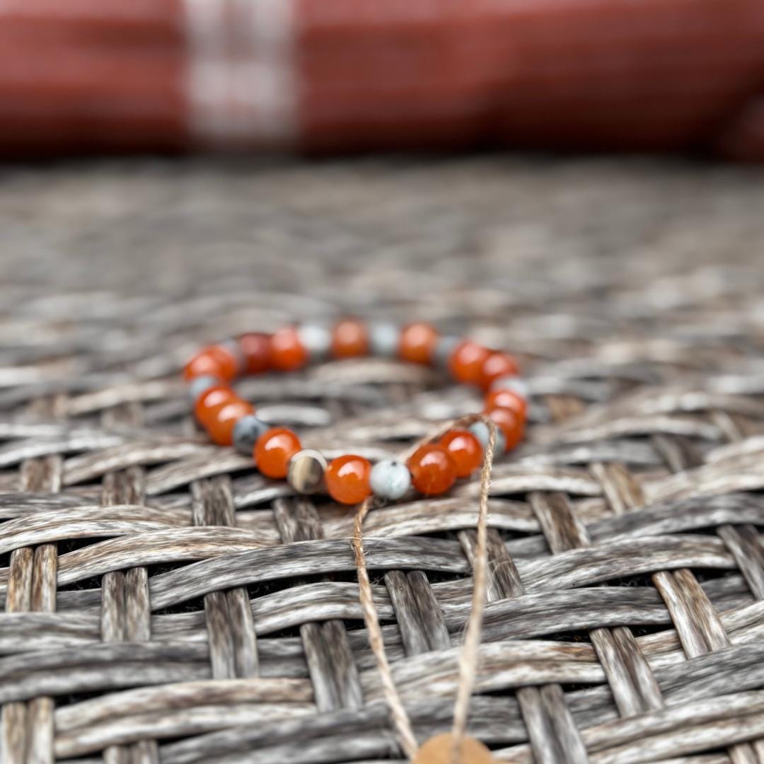 Red Aventurine & Kiwi Jasper Beaded Gemstone Bracelet