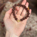 Lava Stone Beaded Bracelet with Flower Charm