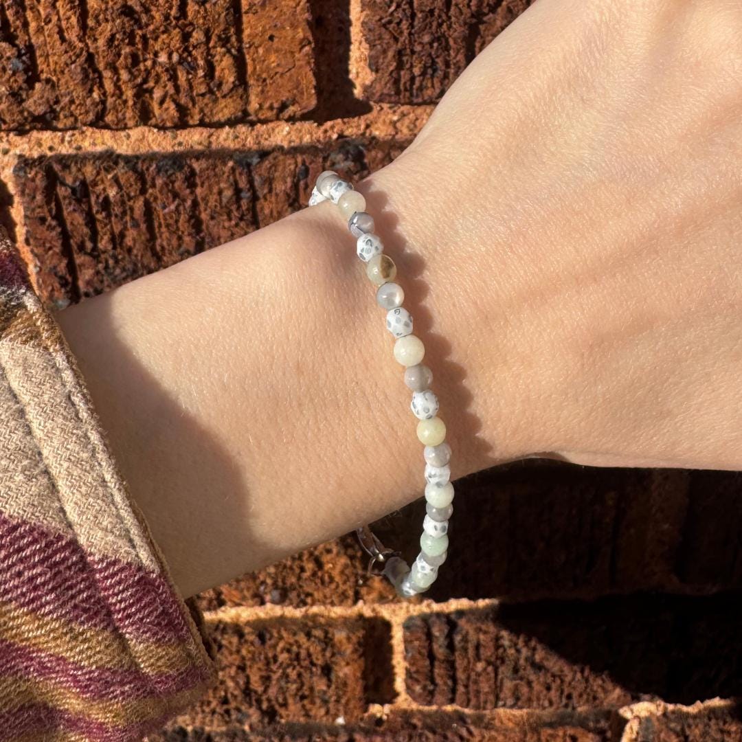 Amazonite & Mother Of Pearl Dainty Gemstone Bracelet