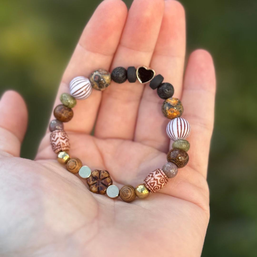 Indian Agate & Epidote Beaded Gemstone Bracelet