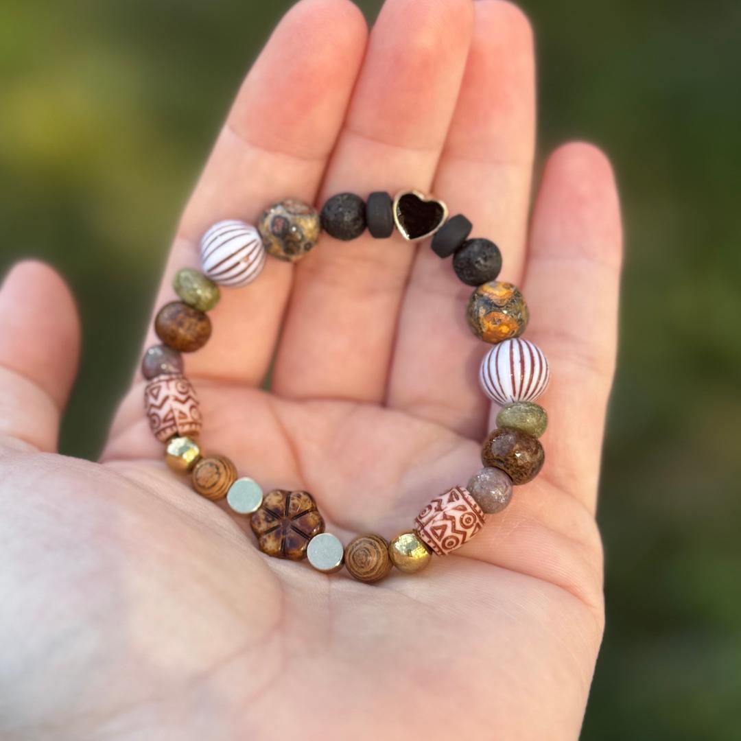 Indian Agate & Epidote Beaded Gemstone Bracelet
