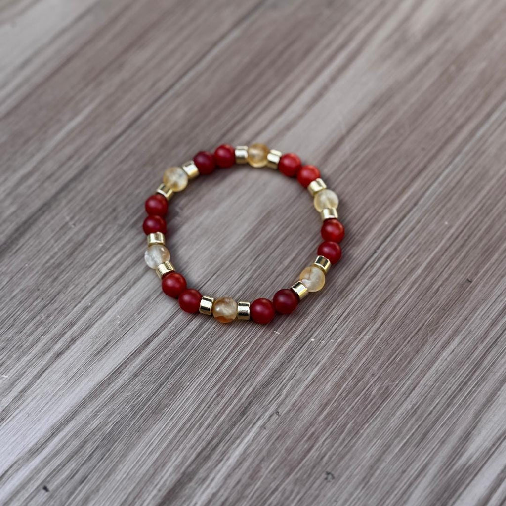 Carnelian & Citrine Beaded Gemstone Bracelet