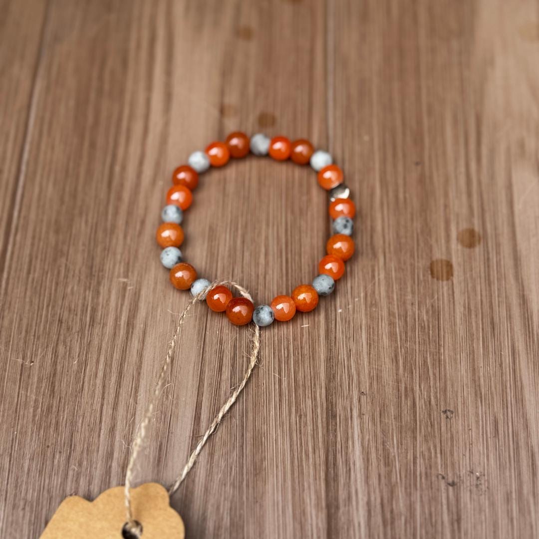 Red Aventurine & Kiwi Jasper Beaded Gemstone Bracelet