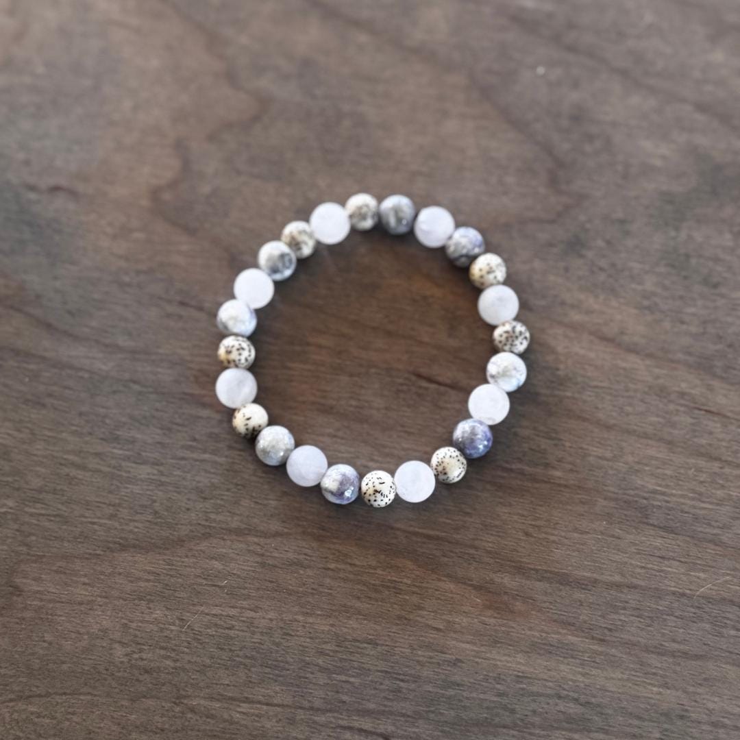 Rose Quartz, Purple Tiffany Jasper & Lilac Stone Beaded Gemstone Bracelet