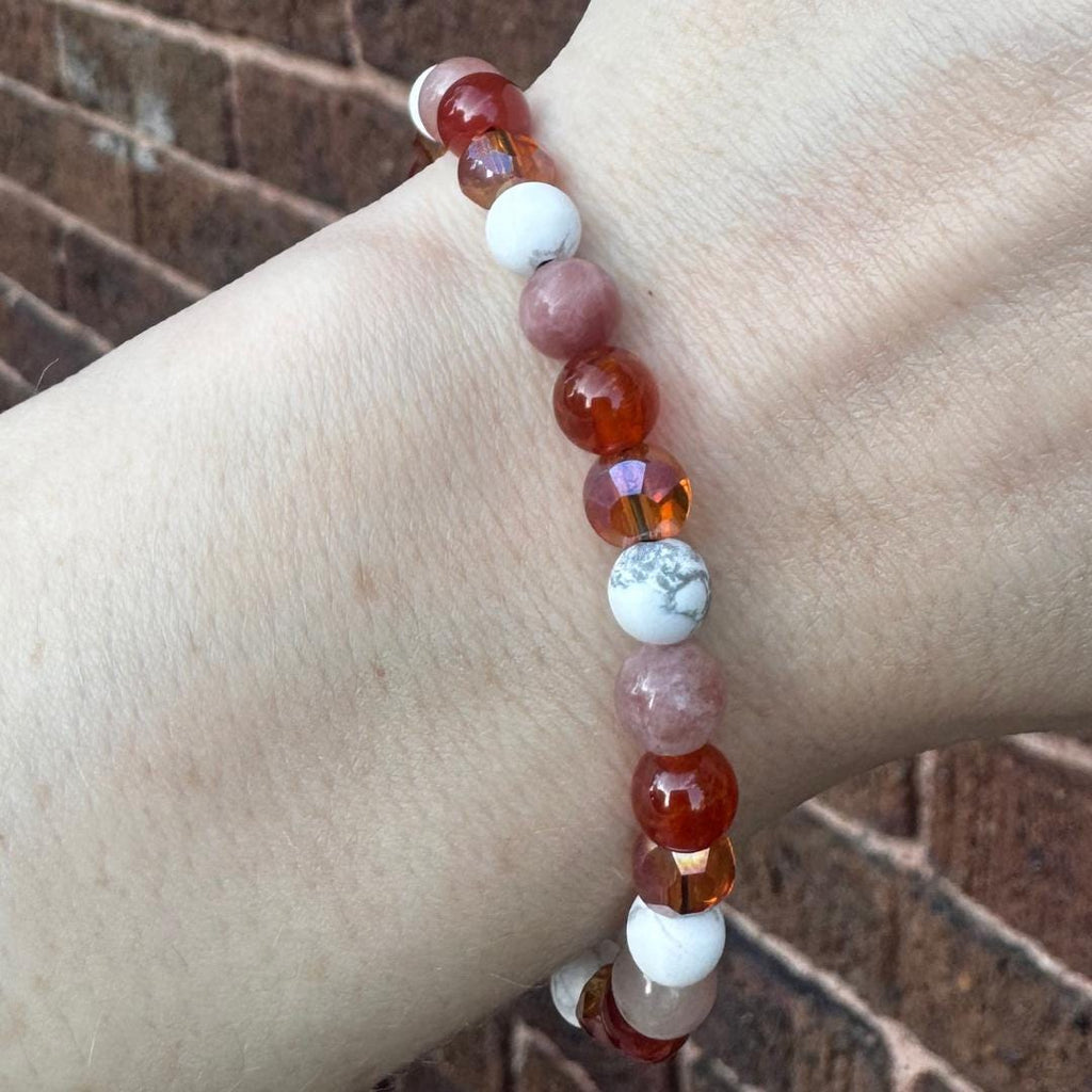 Howlite & Sunstone Beaded Gemstone Bracelet