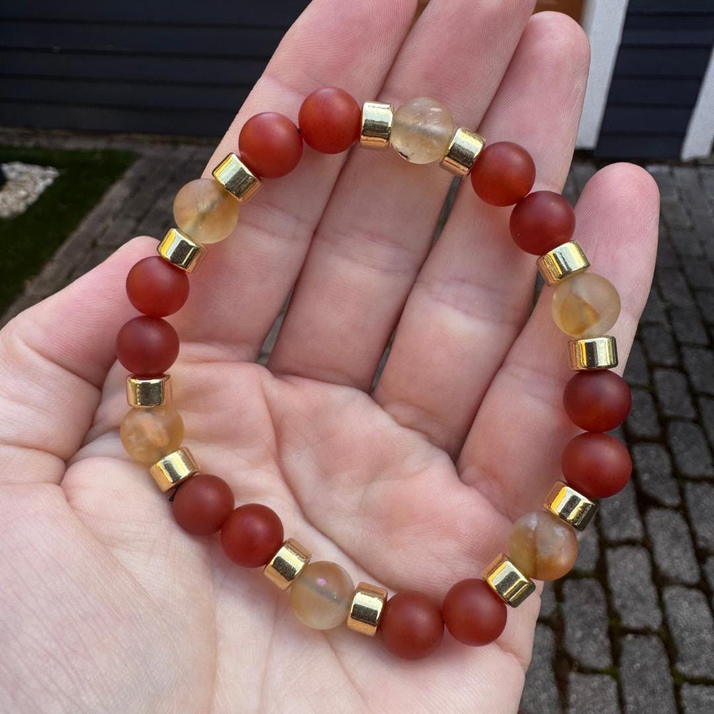 Carnelian & Citrine Beaded Gemstone Bracelet