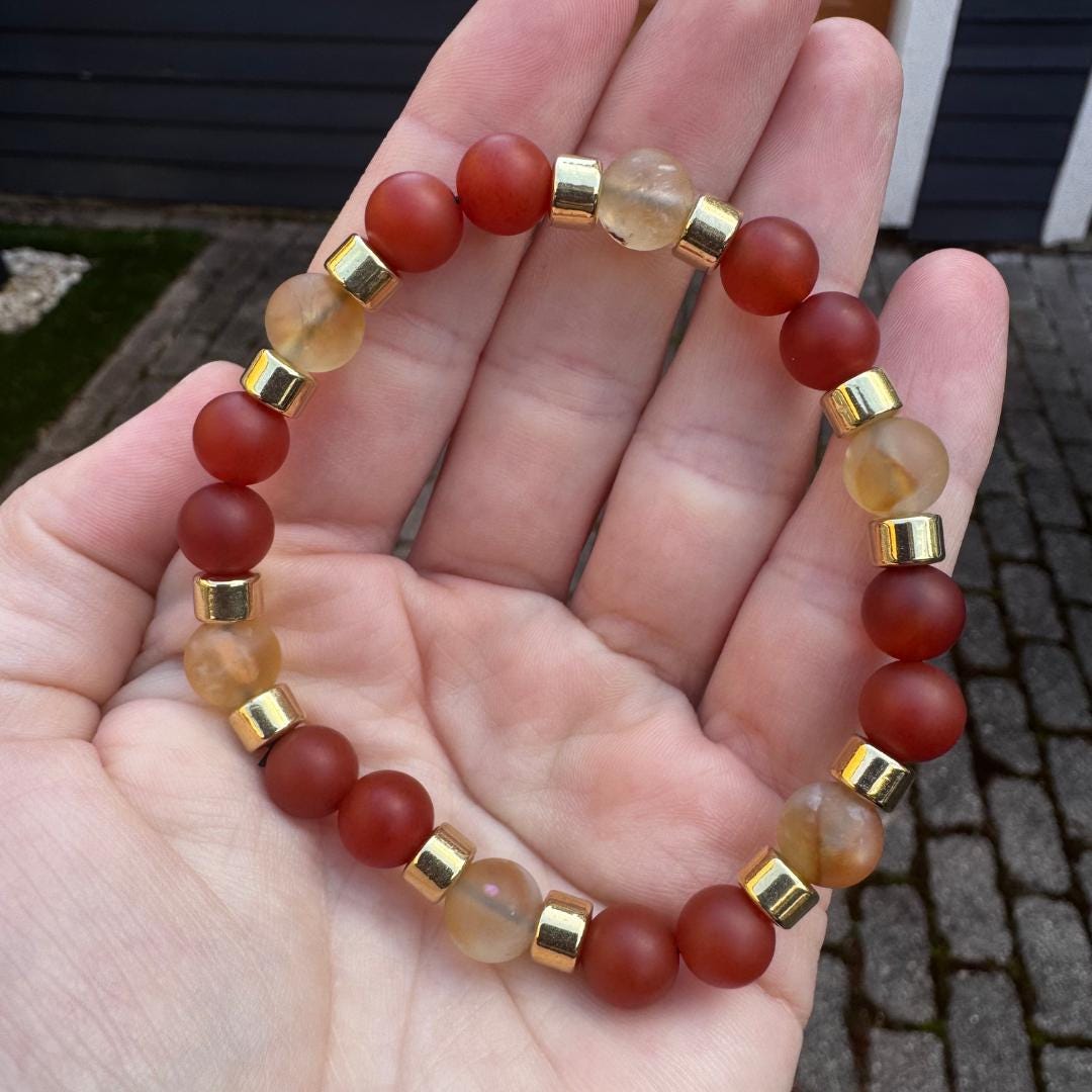 Carnelian & Citrine Beaded Gemstone Bracelet