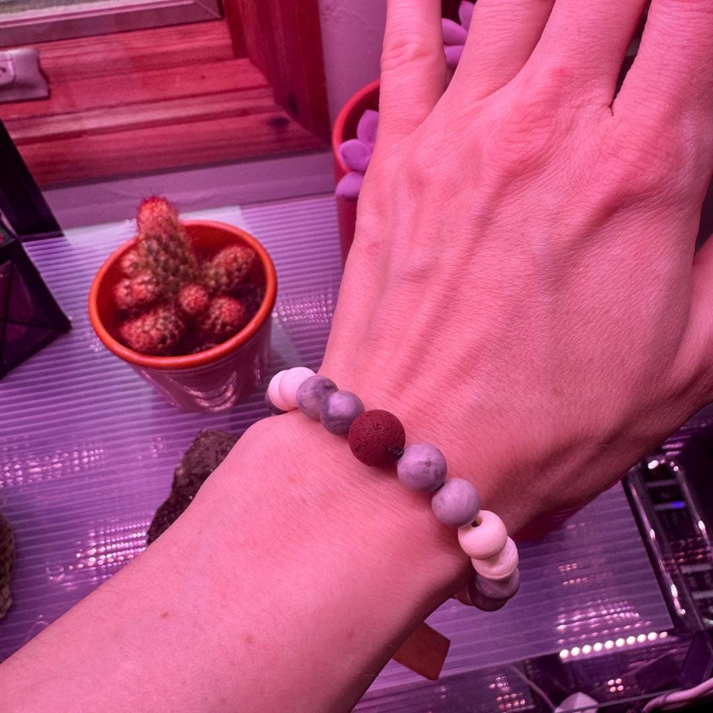Map Stone & Lava Rock Beaded Gemstone Bracelet