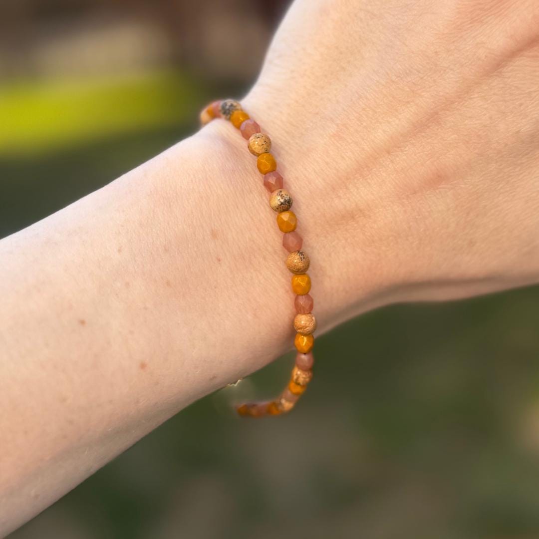 Dainty Picture Jasper Beaded Gemstone Bracelet