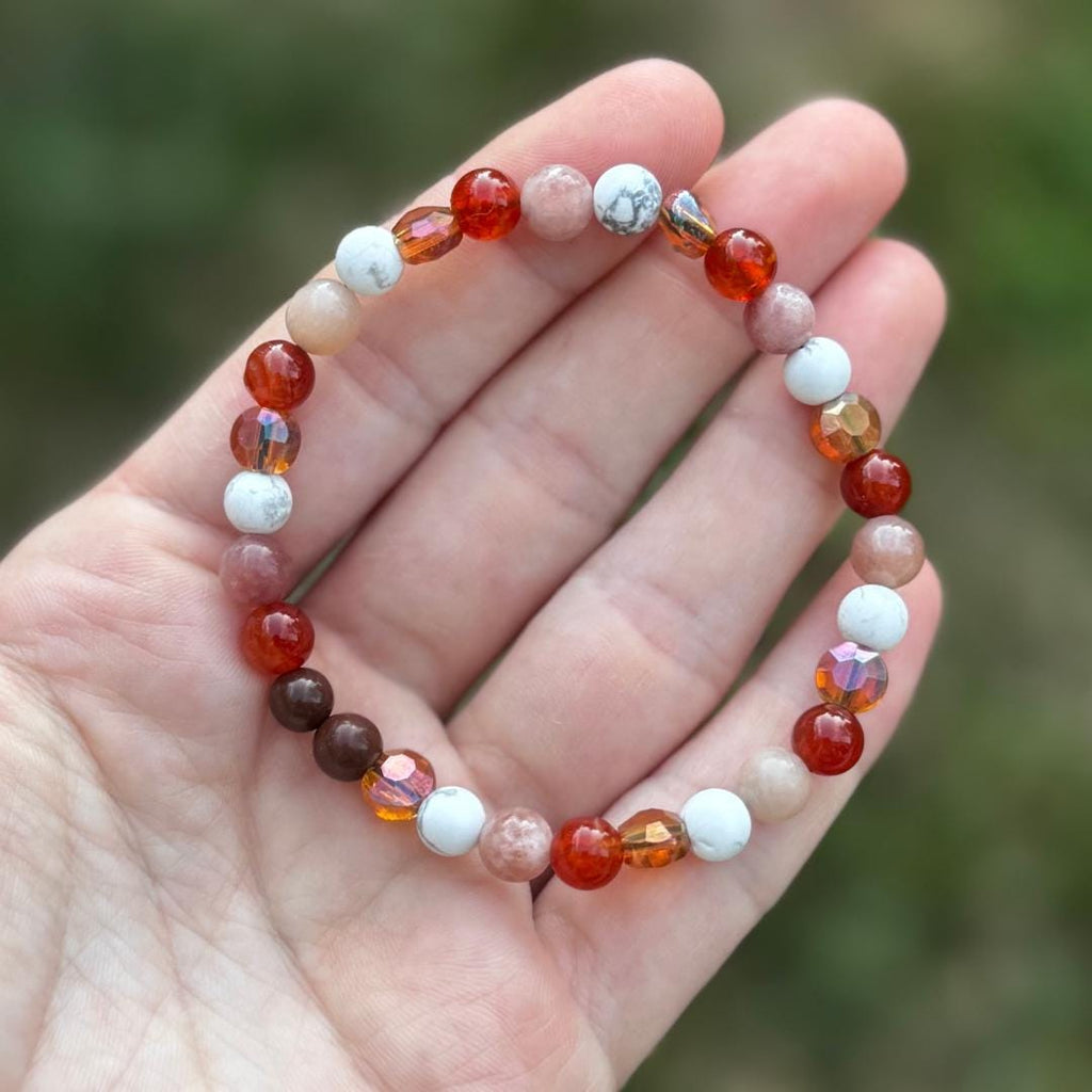Howlite & Sunstone Beaded Gemstone Bracelet