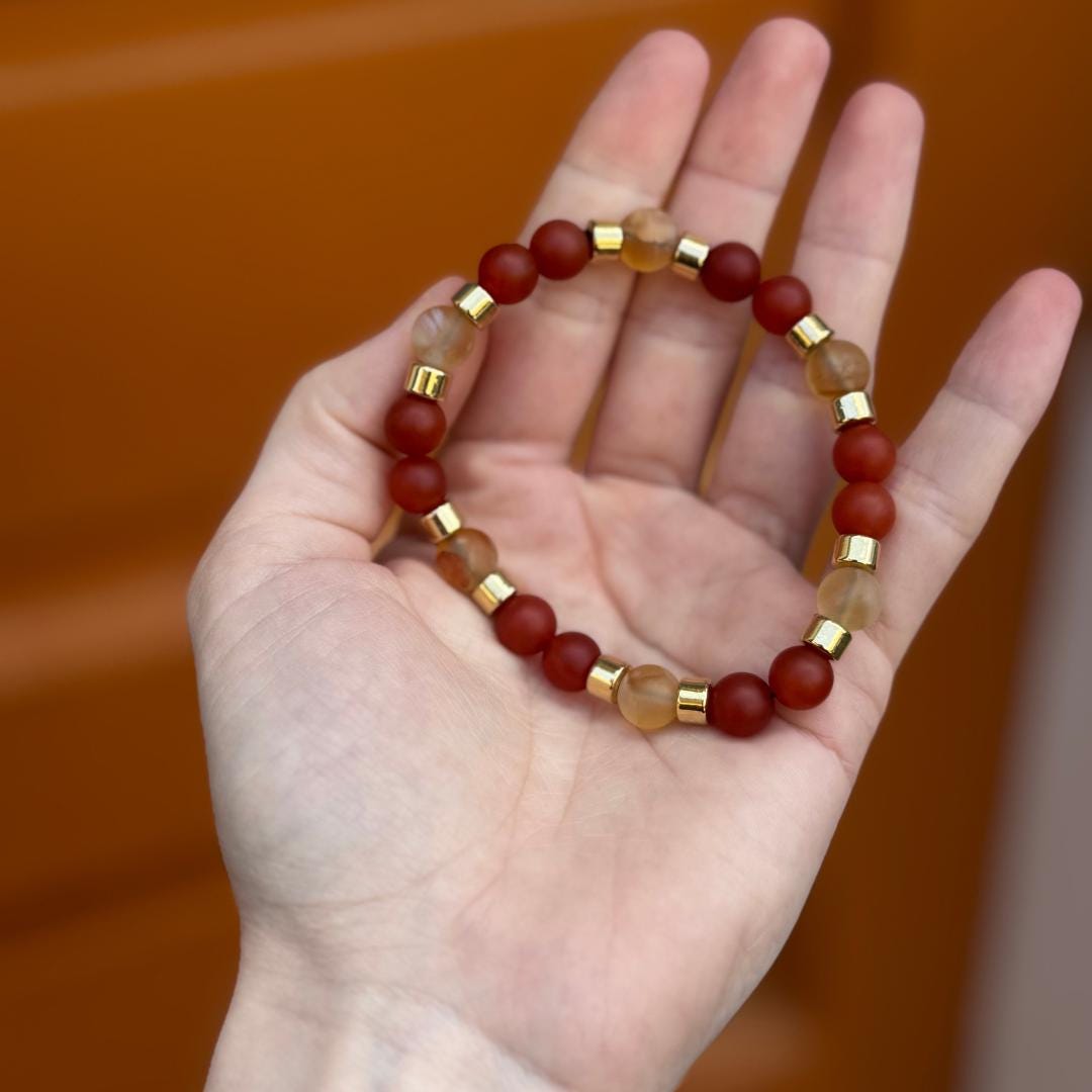 Carnelian & Citrine Beaded Gemstone Bracelet
