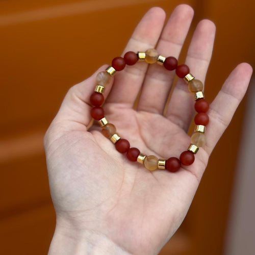 Carnelian & Citrine Beaded Gemstone Bracelet
