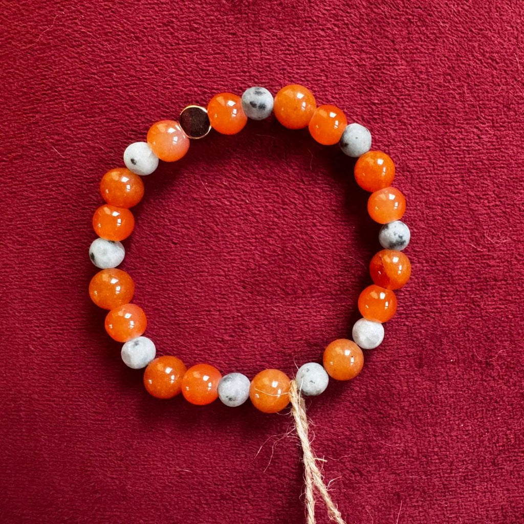Red Aventurine & Kiwi Jasper Beaded Gemstone Bracelet