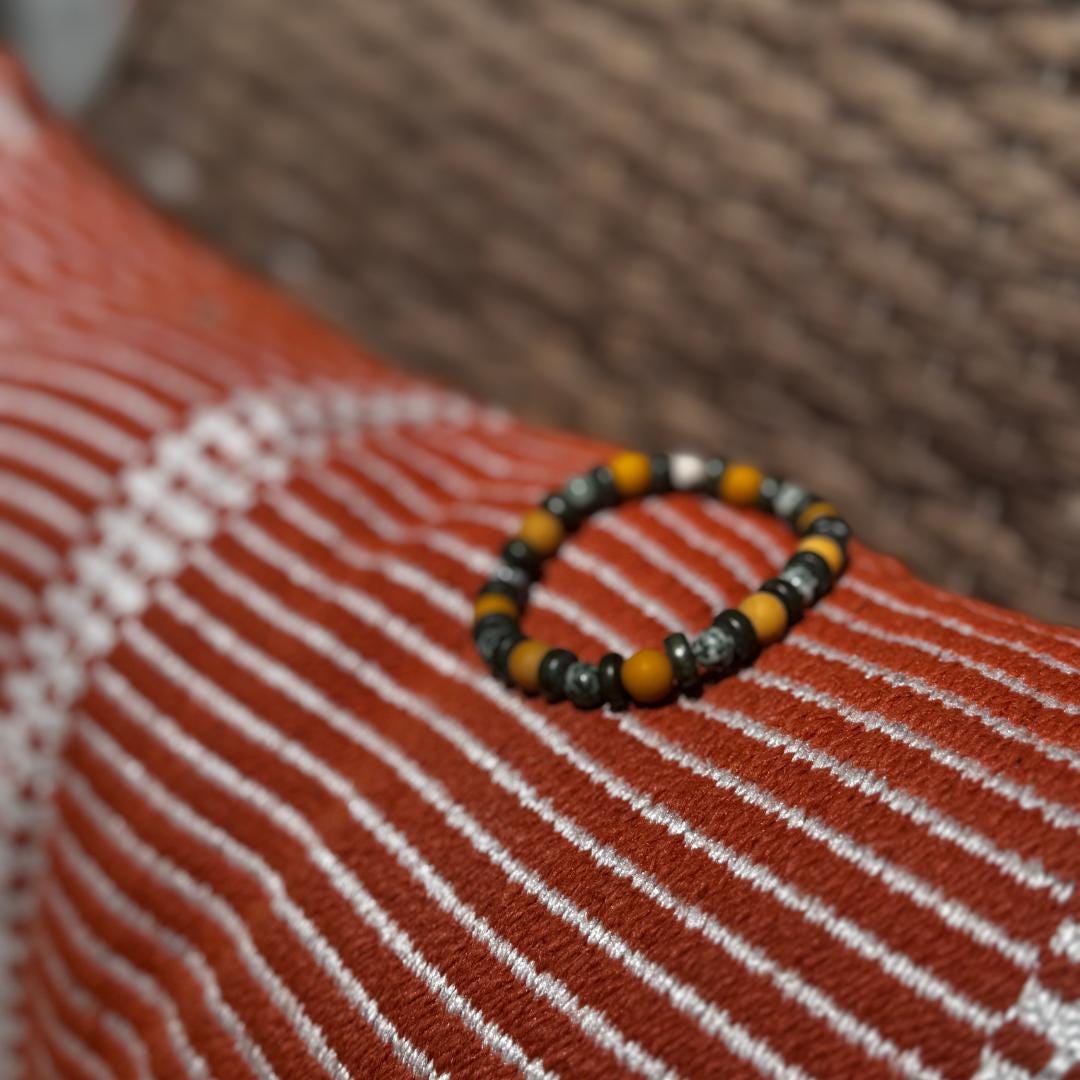 Green Tree Agate & Australian Yellow Mookaite Gemstone Beaded Bracelet