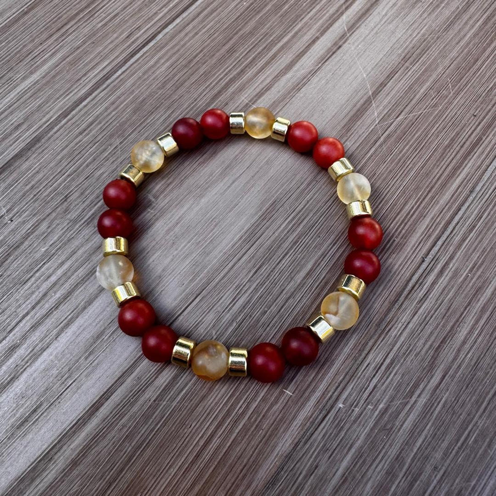 Carnelian & Citrine Beaded Gemstone Bracelet
