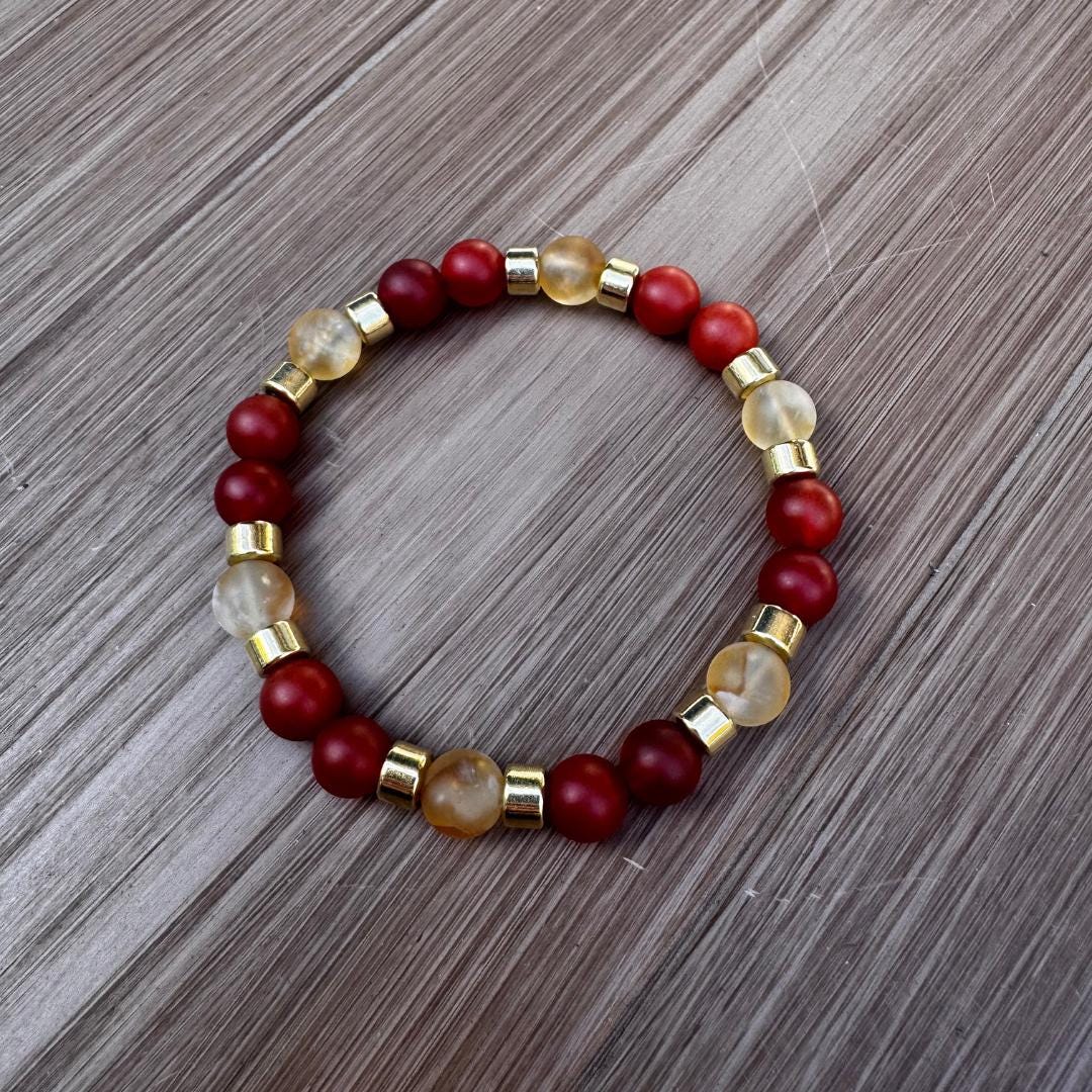 Carnelian & Citrine Beaded Gemstone Bracelet