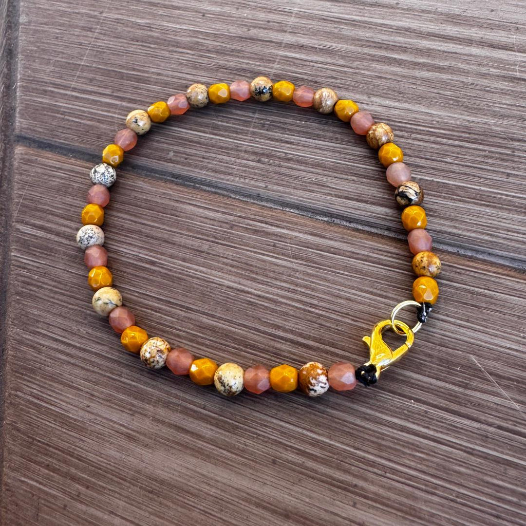 Dainty Picture Jasper Beaded Gemstone Bracelet