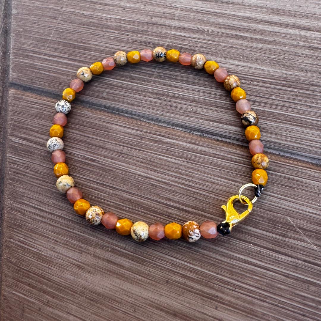 Dainty Picture Jasper Beaded Gemstone Bracelet
