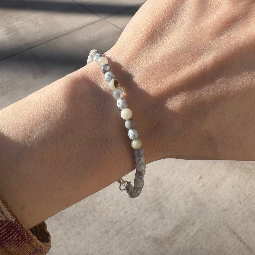 Amazonite & Mother Of Pearl Dainty Gemstone Bracelet