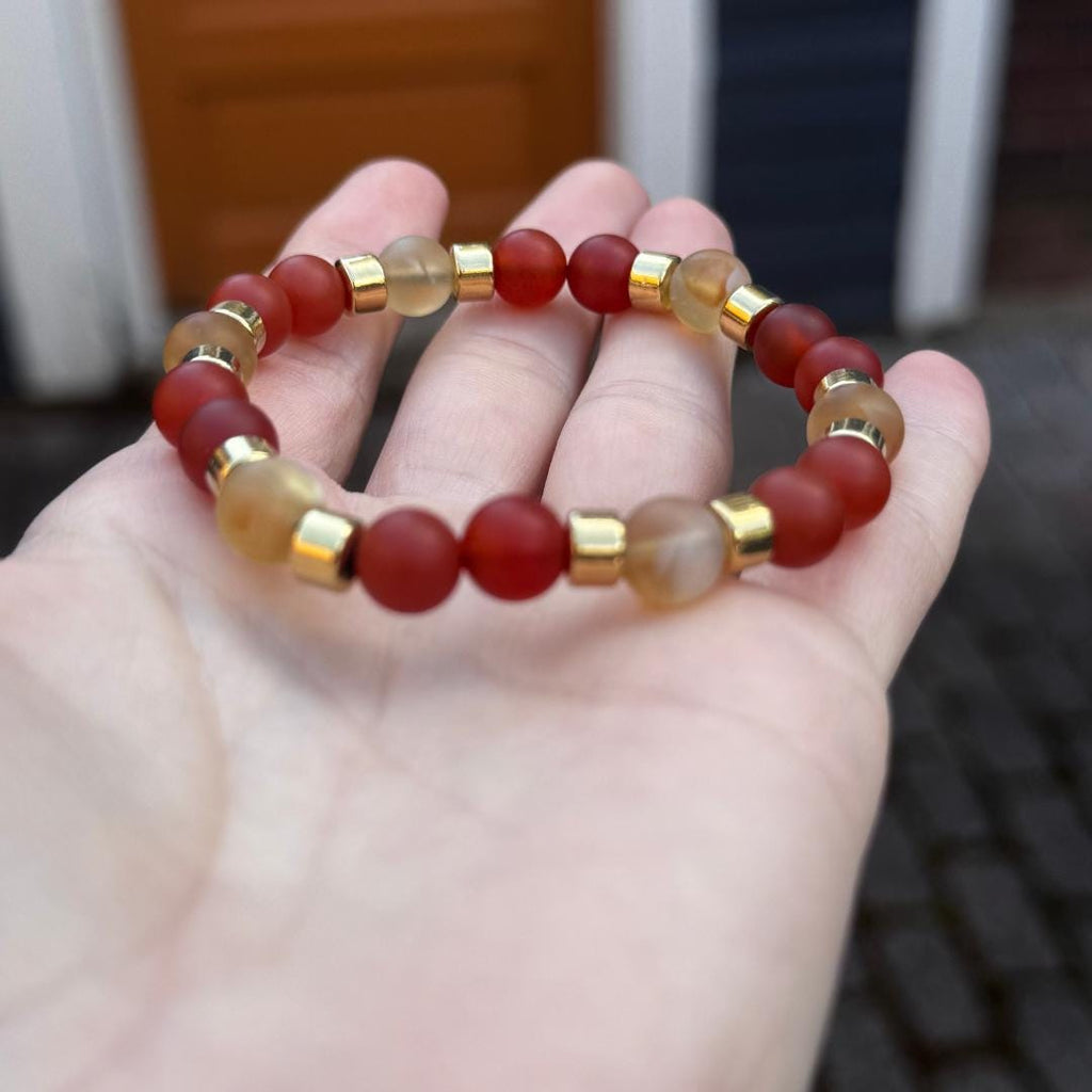 Carnelian & Citrine Beaded Gemstone Bracelet