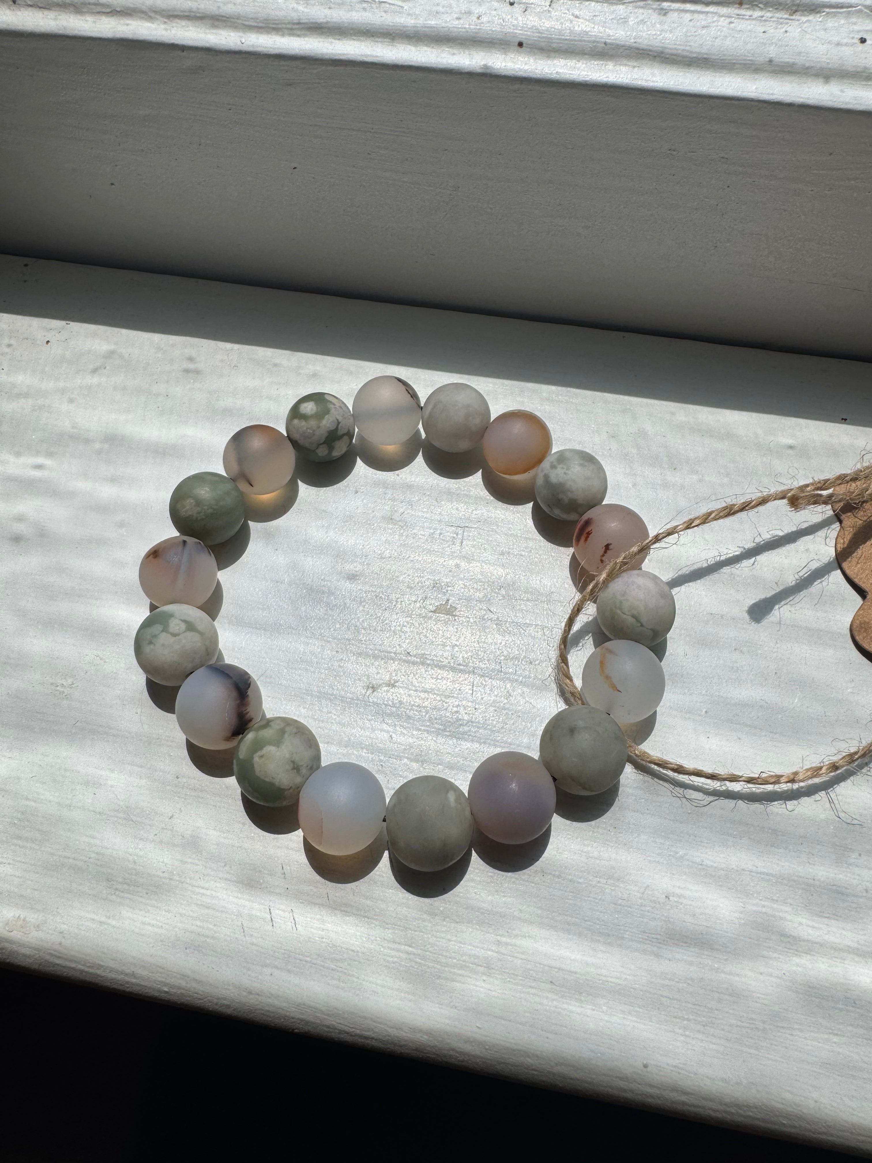 Harmony Jasper & Montana Dendritic Agate Gemstone Bracelet