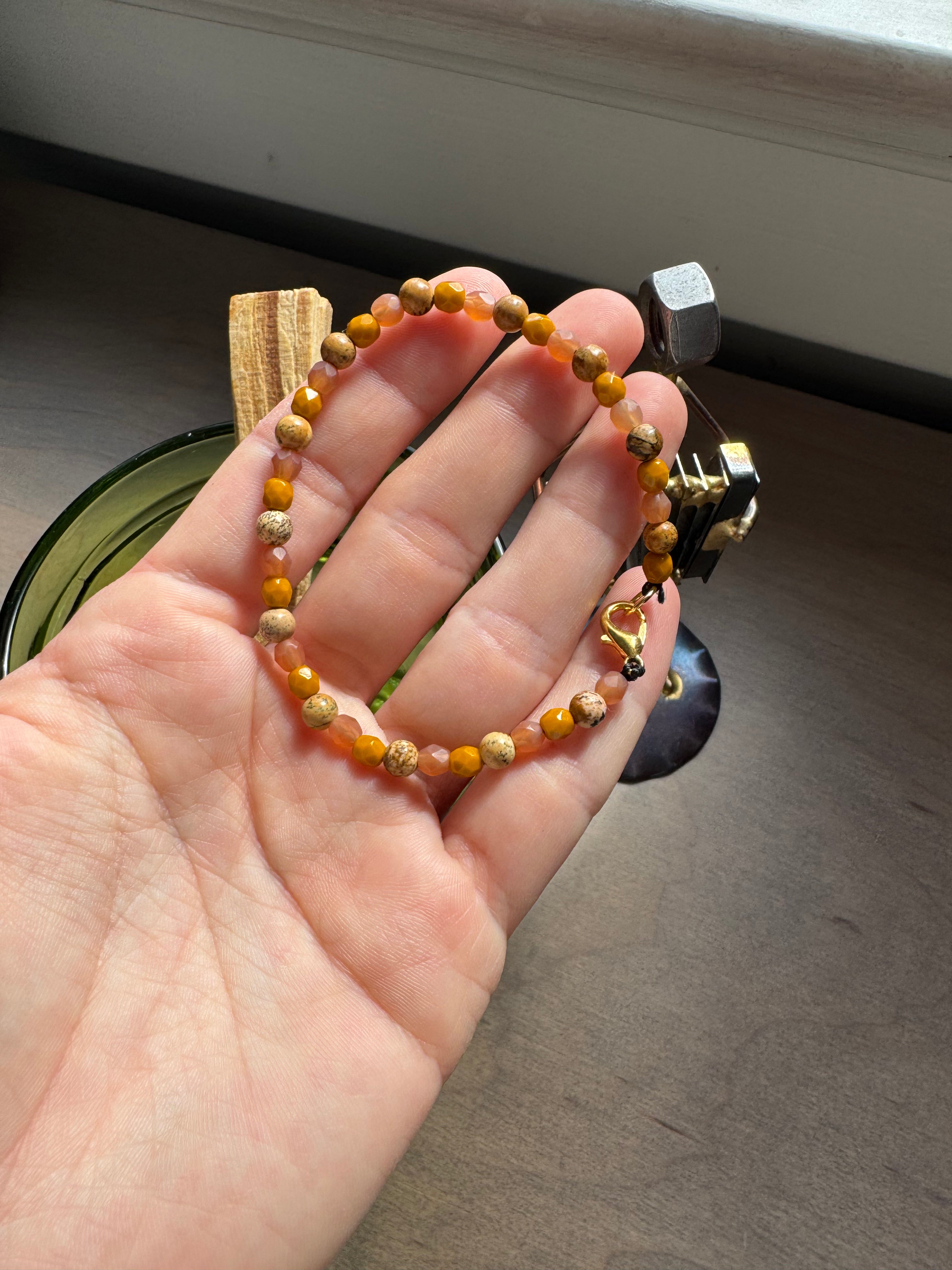 Dainty Picture Jasper Beaded Gemstone Bracelet