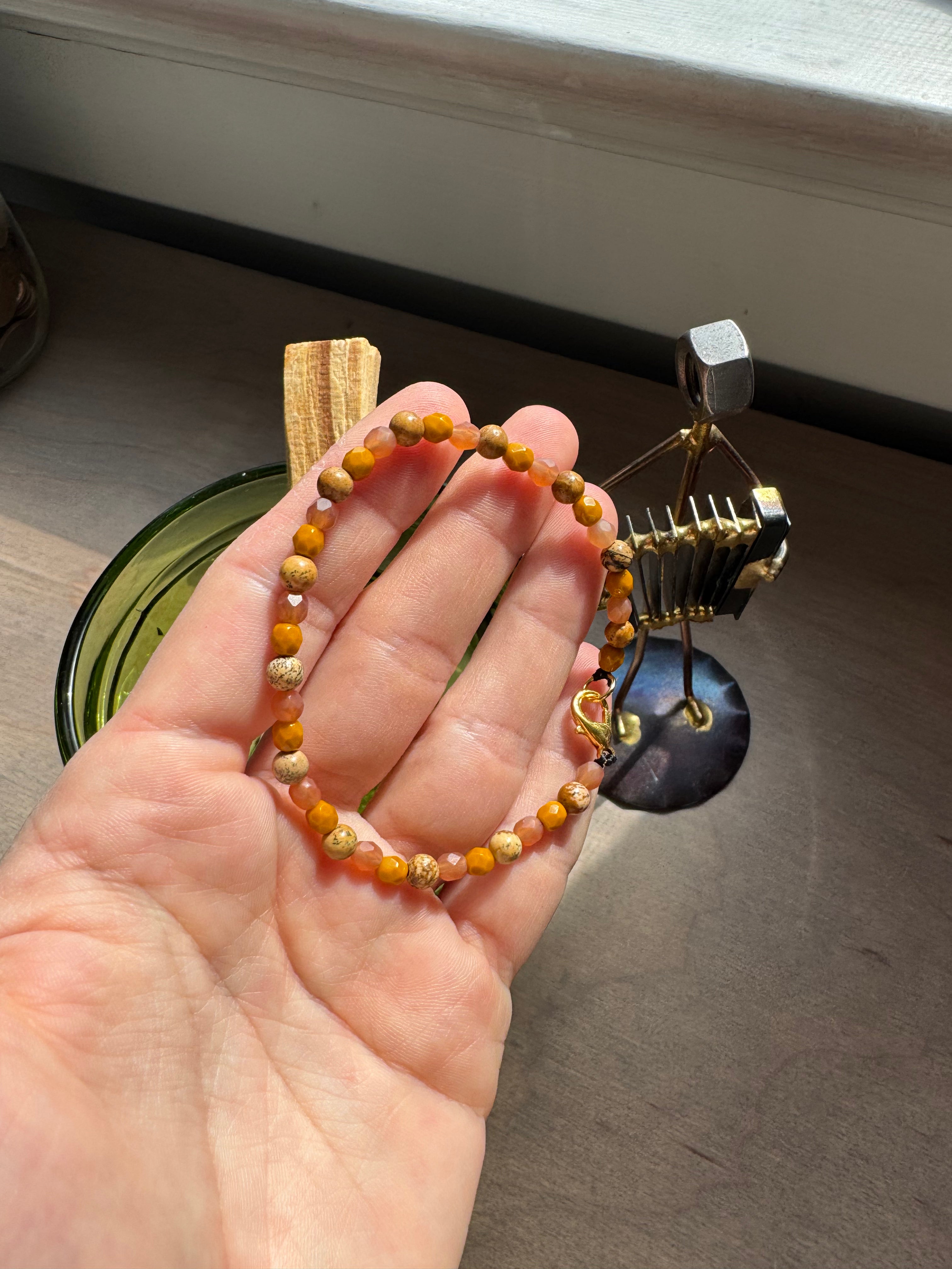 Dainty Picture Jasper Beaded Gemstone Bracelet