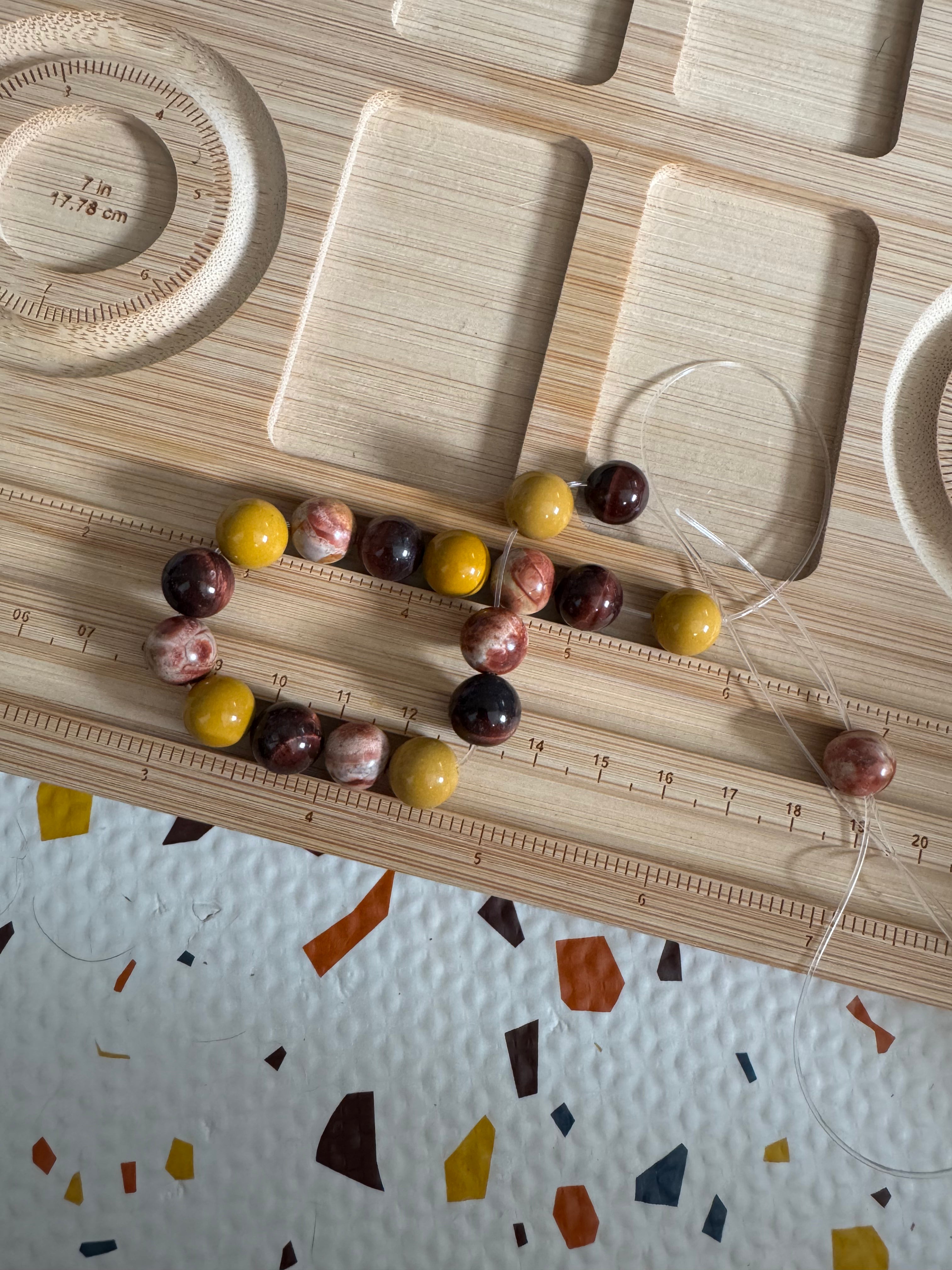 Red Tiger's Eye, Australian Mookaite & Rhyolite 10mm Chunky Beaded Bracelet