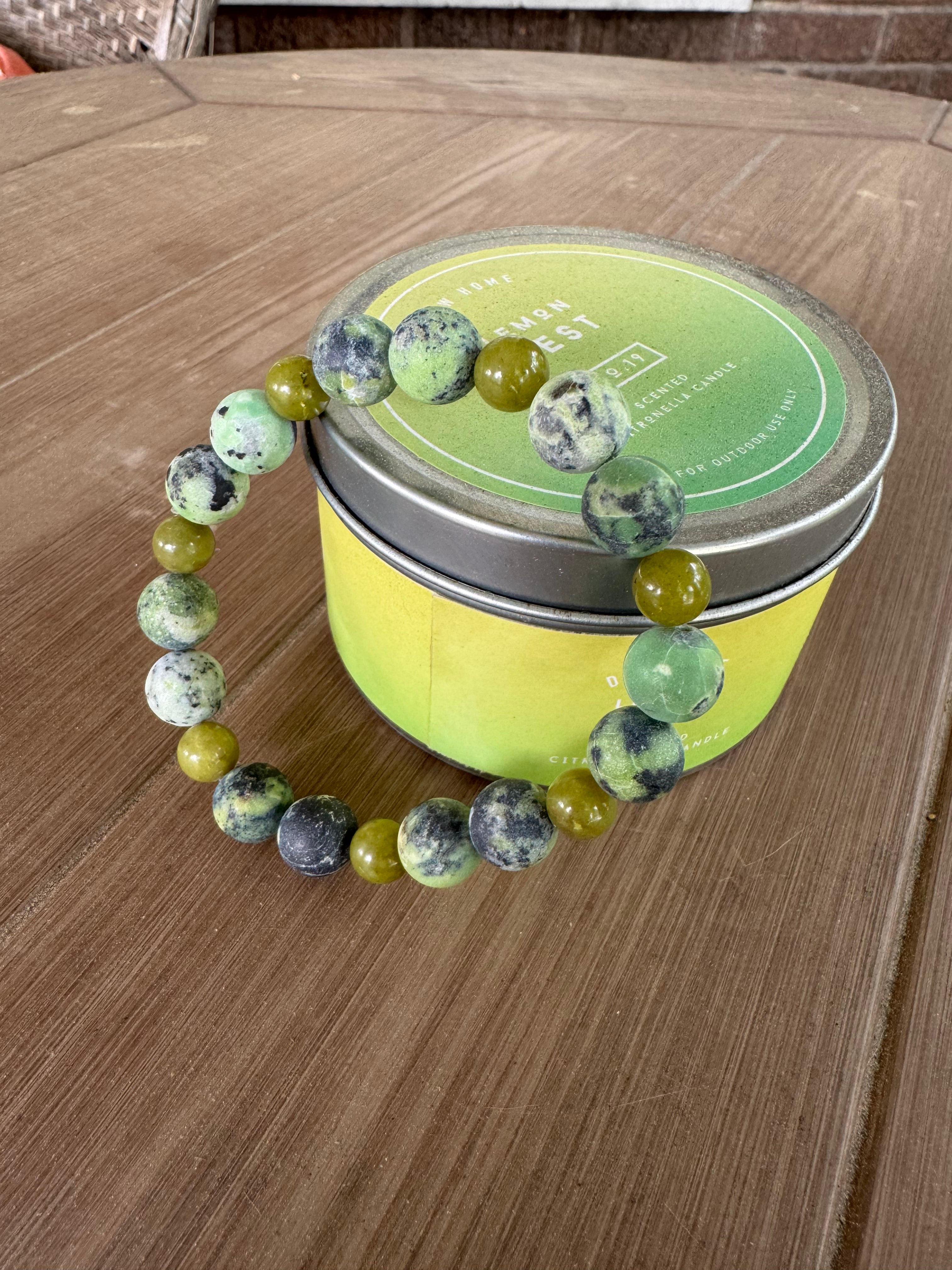Chinese Chrysoprase & Jade Beaded Bracelet