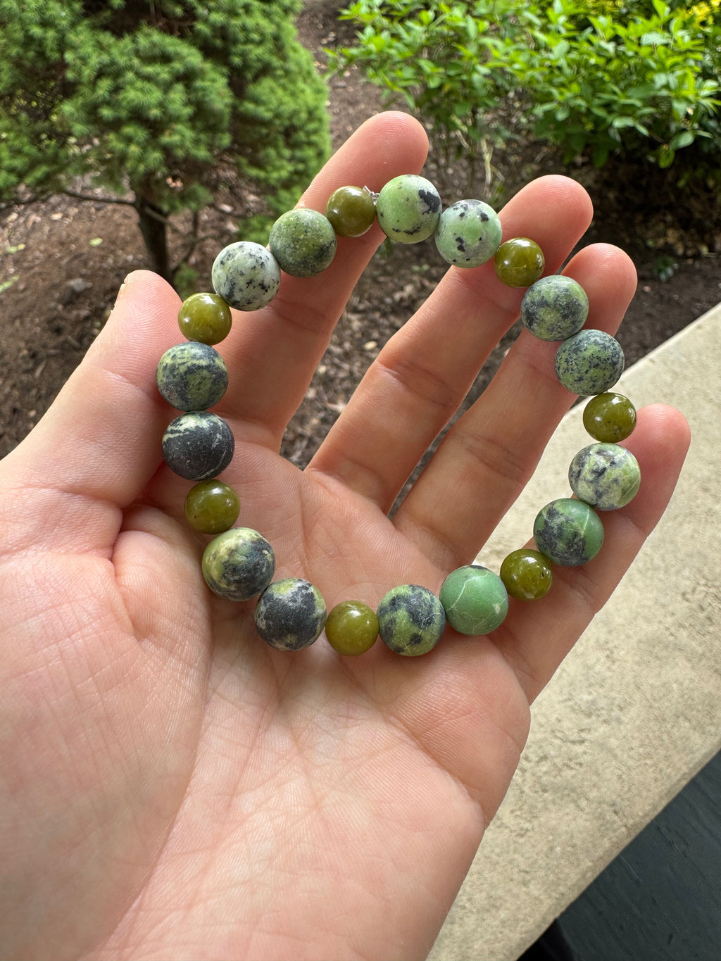 Chinese Chrysoprase & Jade Beaded Bracelet