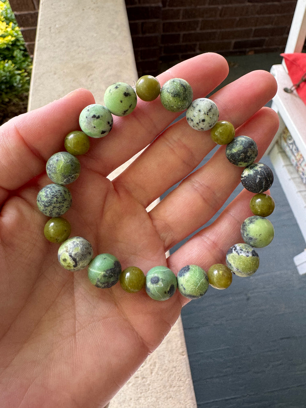 Chinese Chrysoprase & Jade Beaded Bracelet