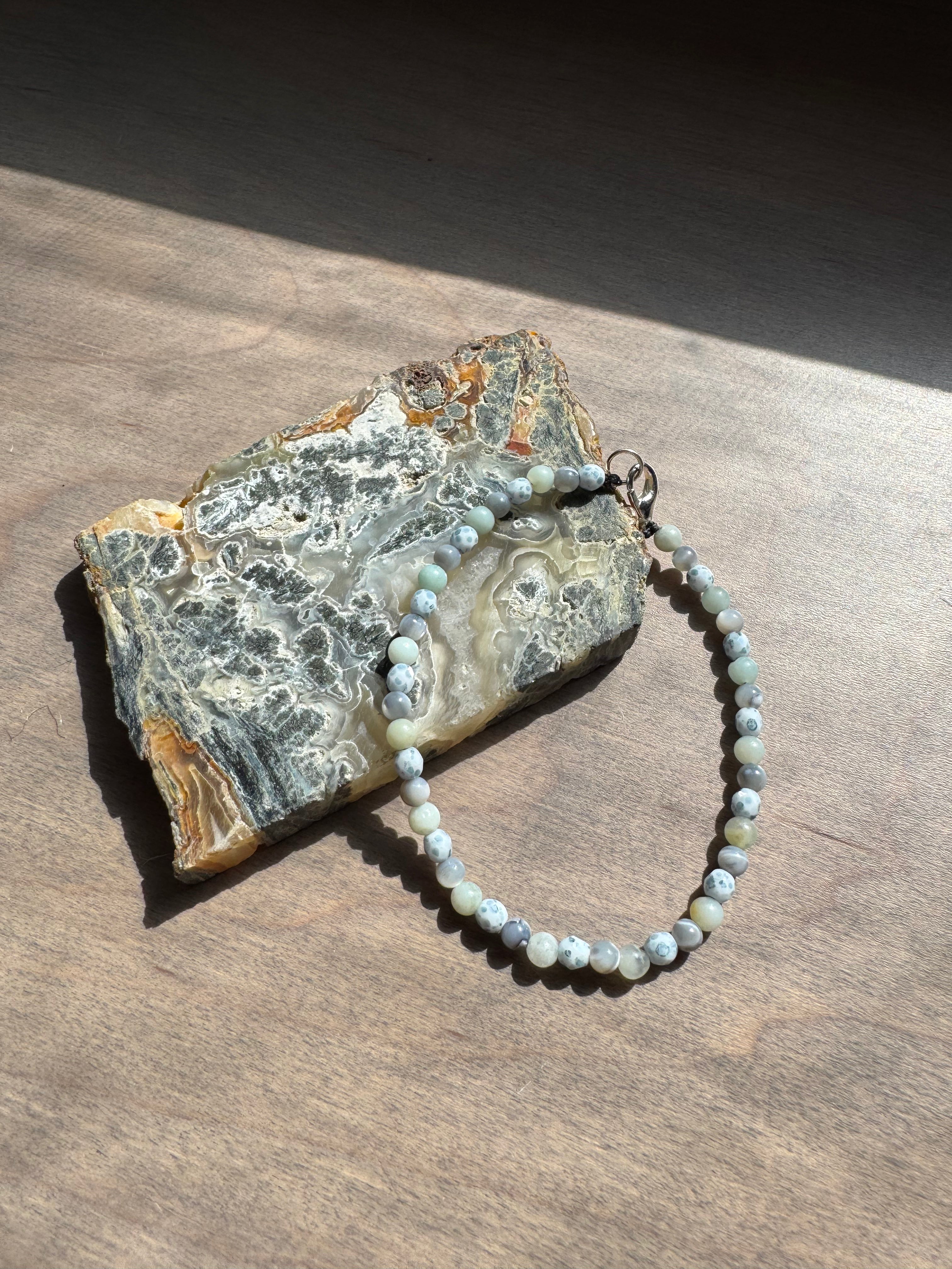 Amazonite & Mother Of Pearl Dainty Gemstone Bracelet