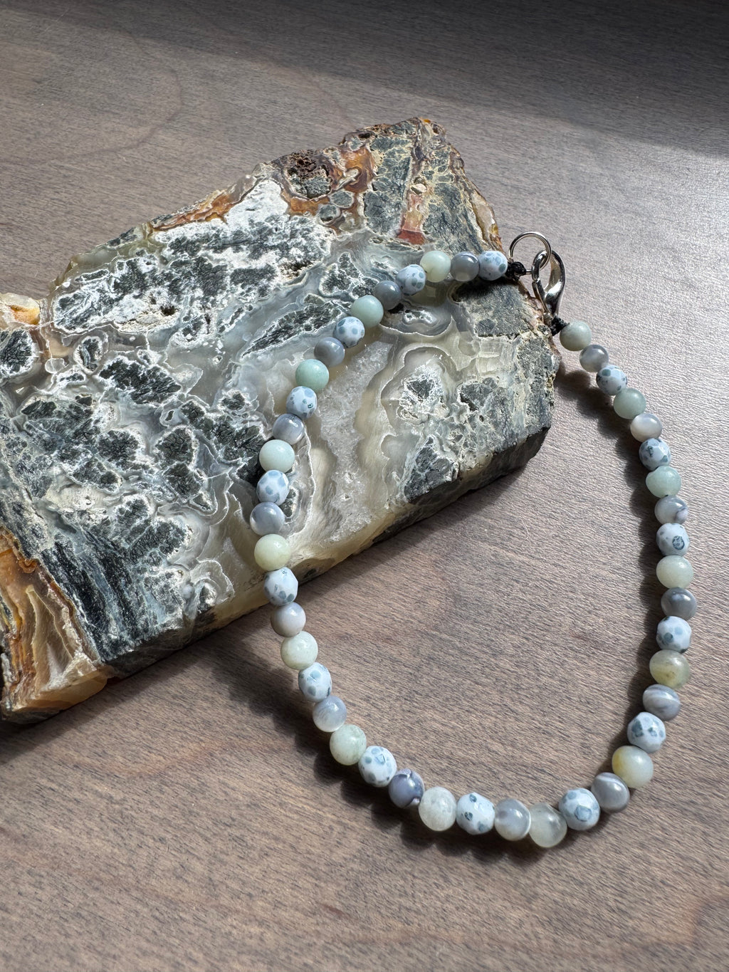 Amazonite & Mother Of Pearl Dainty Gemstone Bracelet