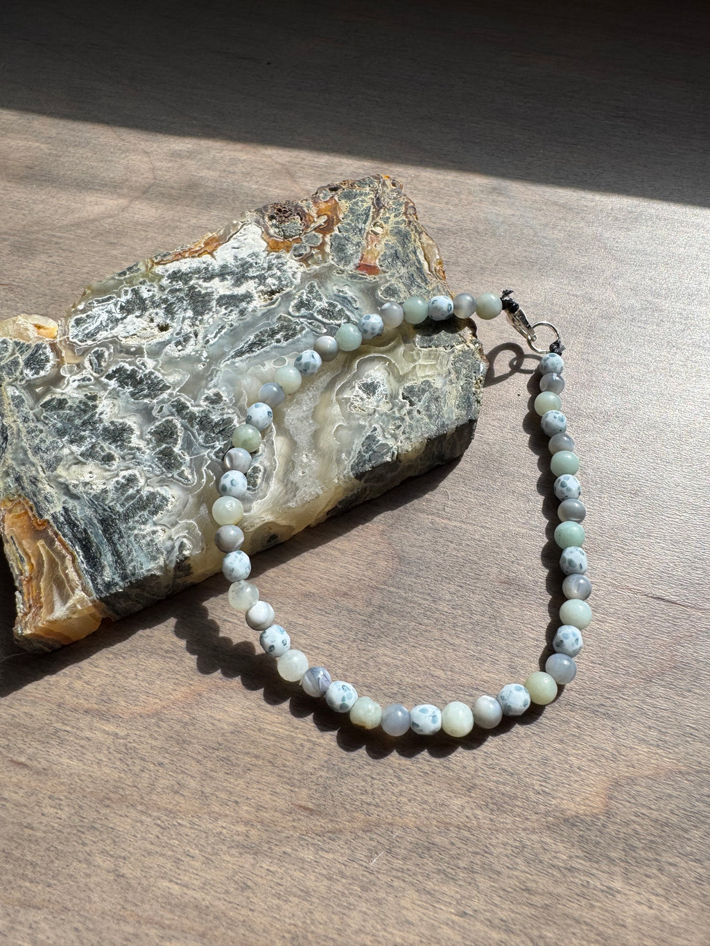 Amazonite & Mother Of Pearl Dainty Gemstone Bracelet