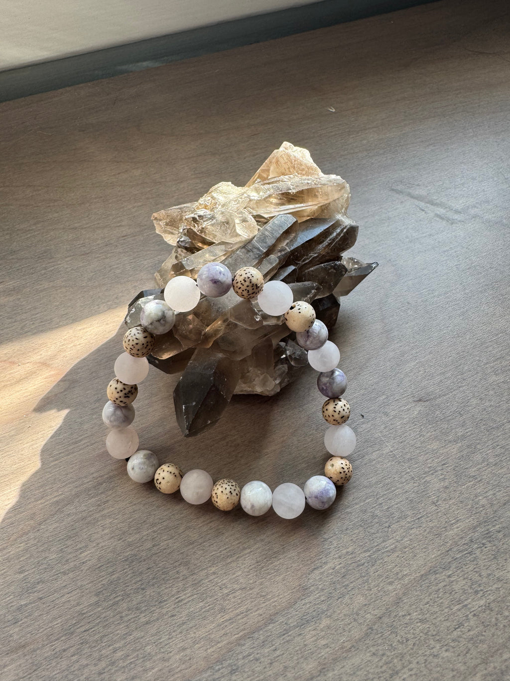 Rose Quartz, Purple Tiffany Jasper & Lilac Stone Beaded Gemstone Bracelet