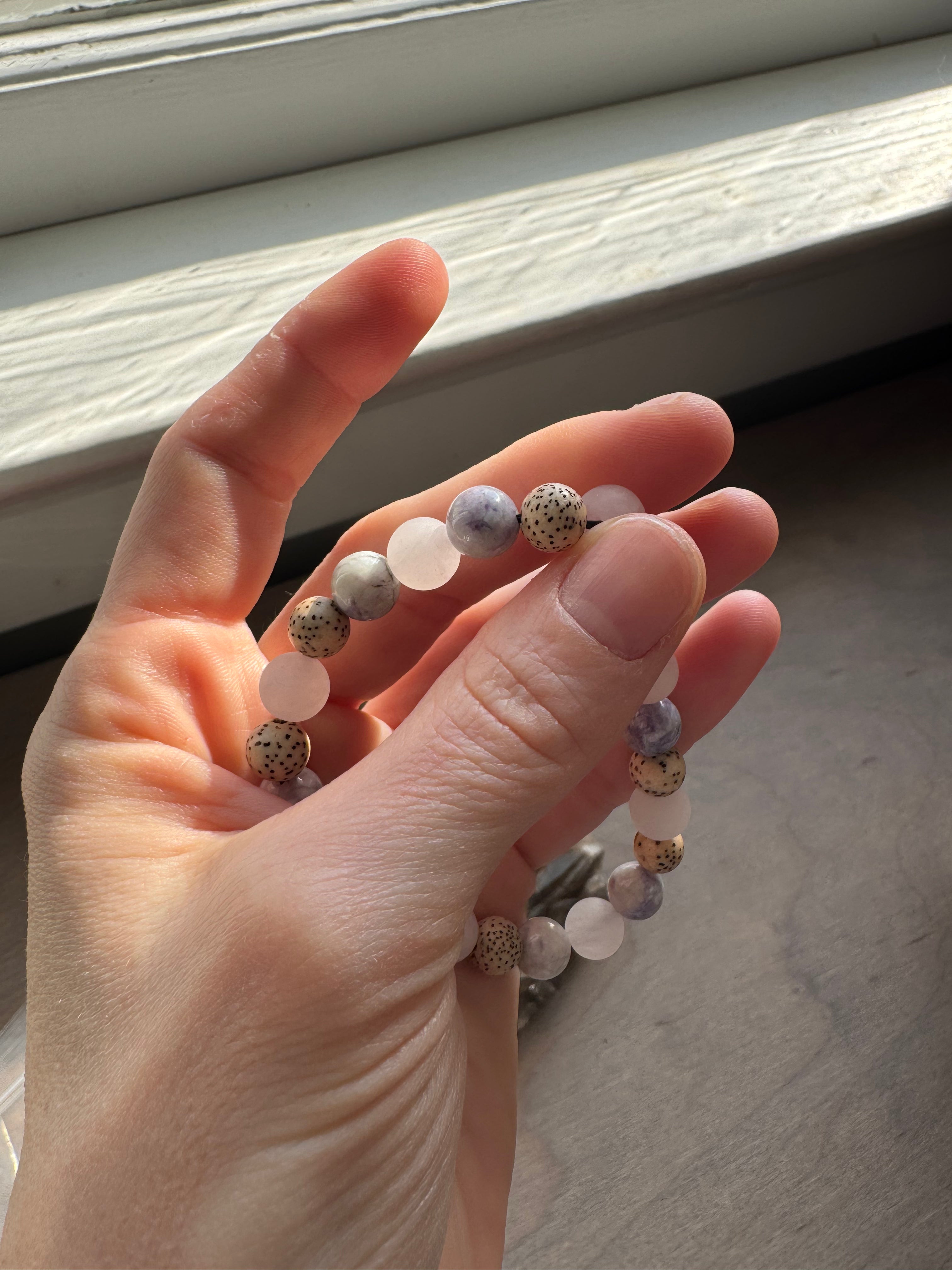 Rose Quartz, Purple Tiffany Jasper & Lilac Stone Beaded Gemstone Bracelet