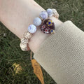 Purple Tiffany Jasper Beaded Gemstone Bracelet w/ Heart Charm