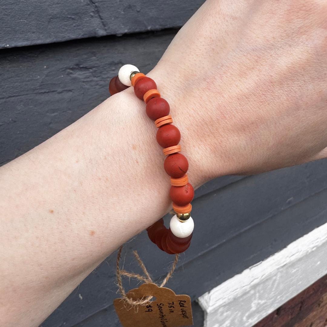 Red Jasper Gemstone Beaded Bracelet