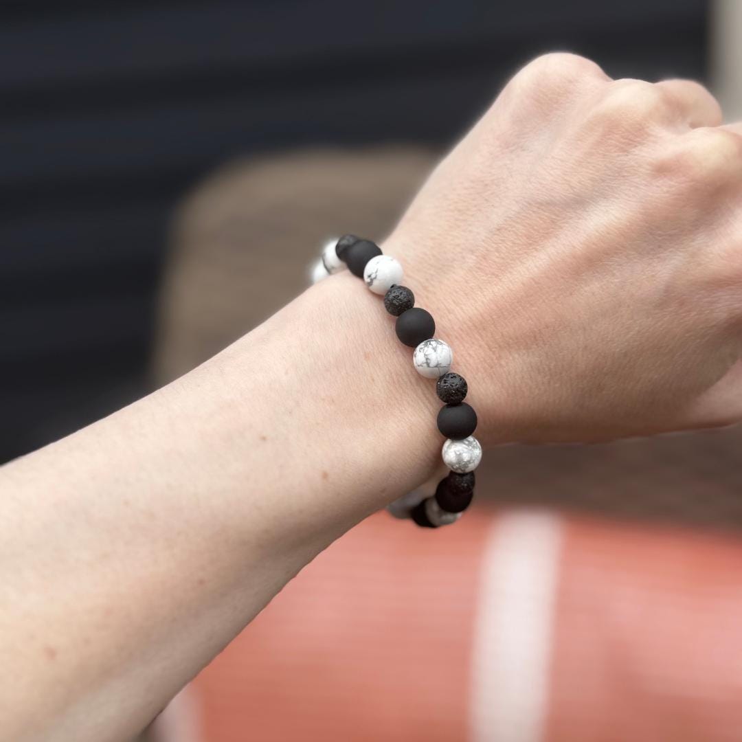 Howlite & Lava Stone Beaded Gemstone Bracelet