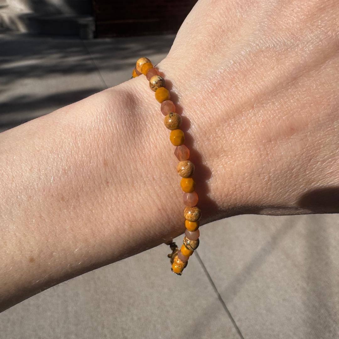 Dainty Picture Jasper Beaded Gemstone Bracelet