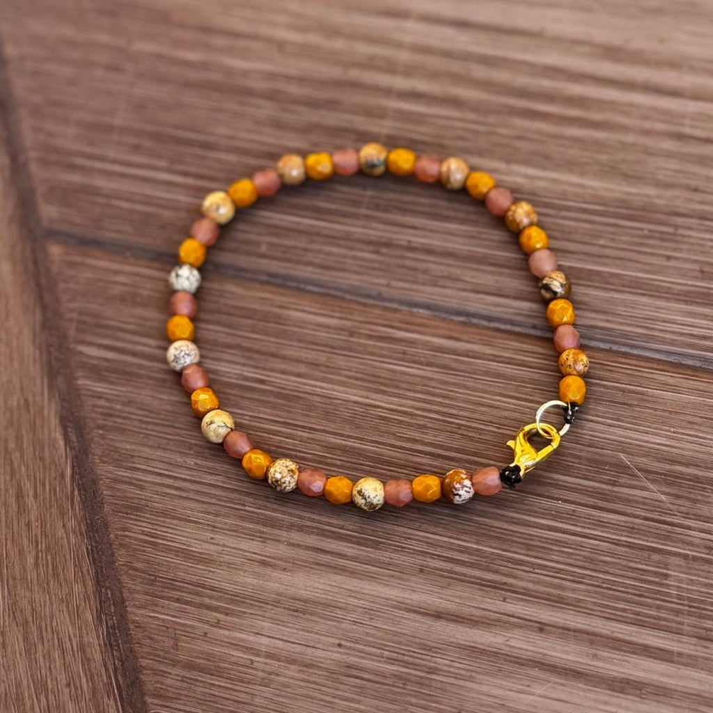 Dainty Picture Jasper Beaded Gemstone Bracelet