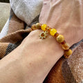 Citrine, Picture Jasper & Australian Mookaite Beaded Gemstone Bracelet with Sun Charm