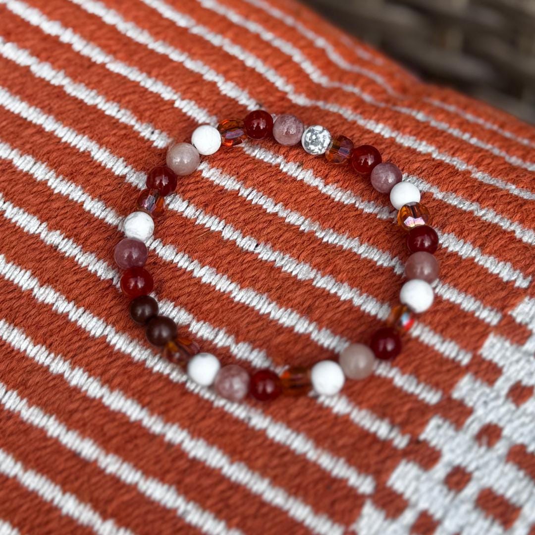 Howlite & Sunstone Beaded Gemstone Bracelet