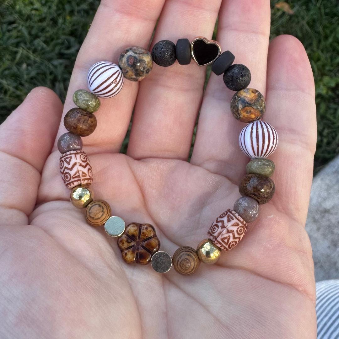 Indian Agate & Epidote Beaded Gemstone Bracelet