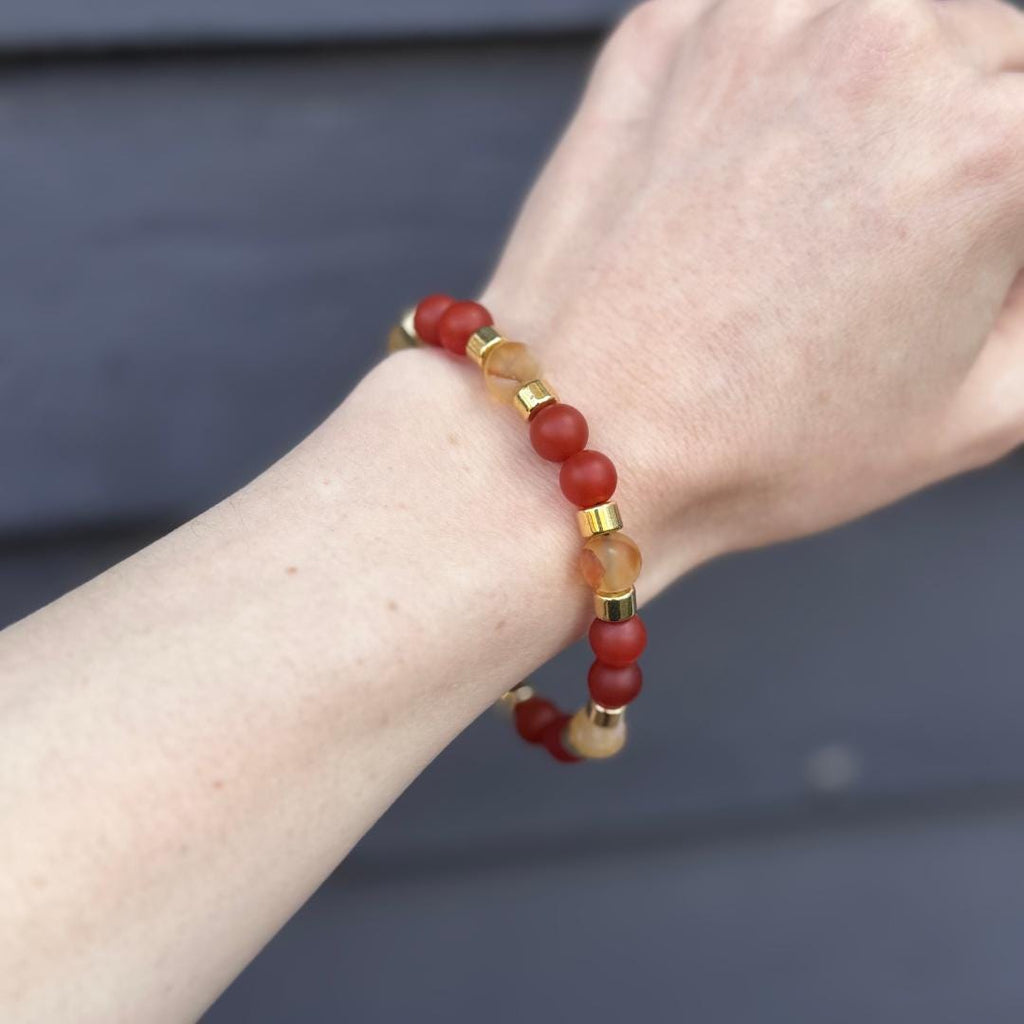 Carnelian & Citrine Beaded Gemstone Bracelet
