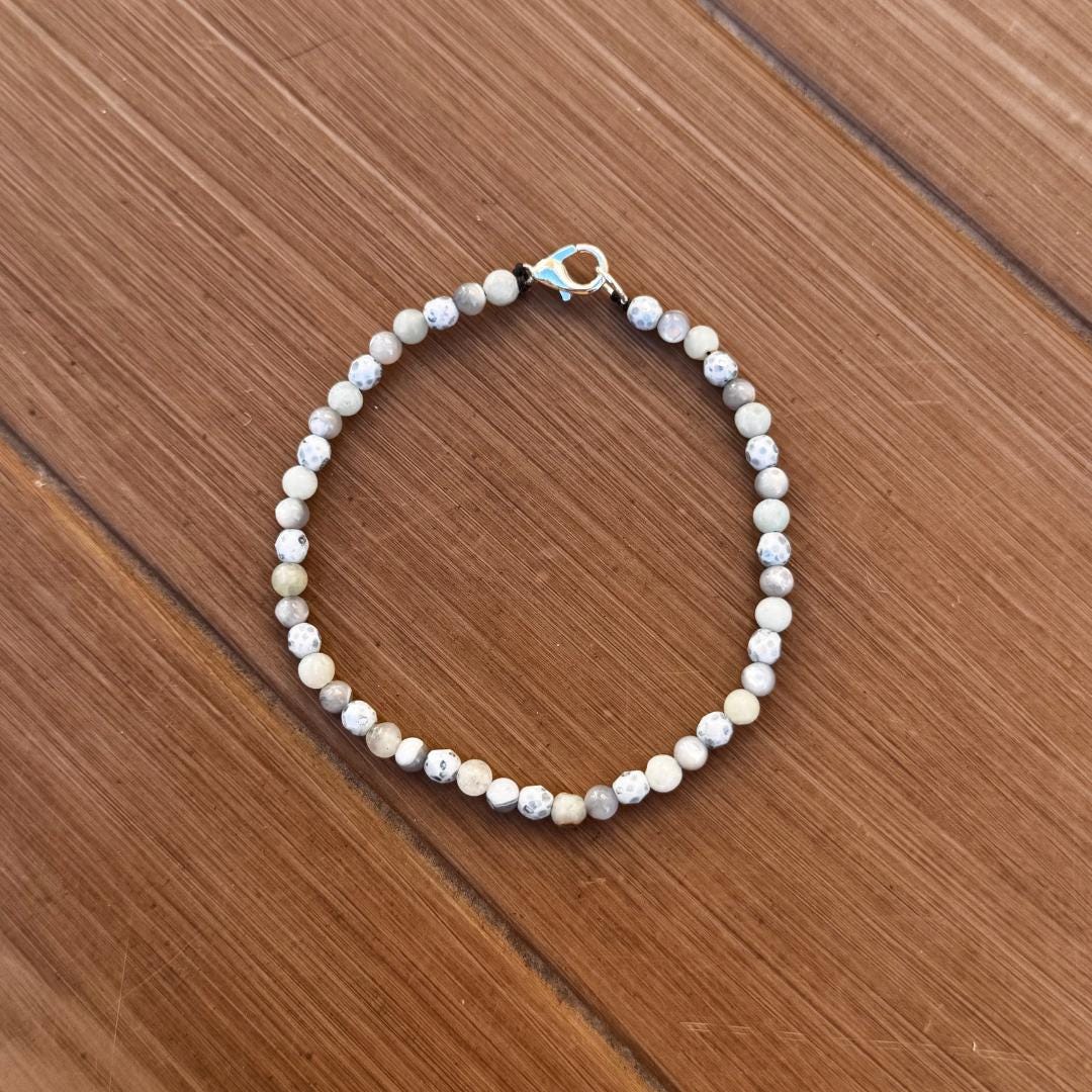Amazonite & Mother Of Pearl Dainty Gemstone Bracelet