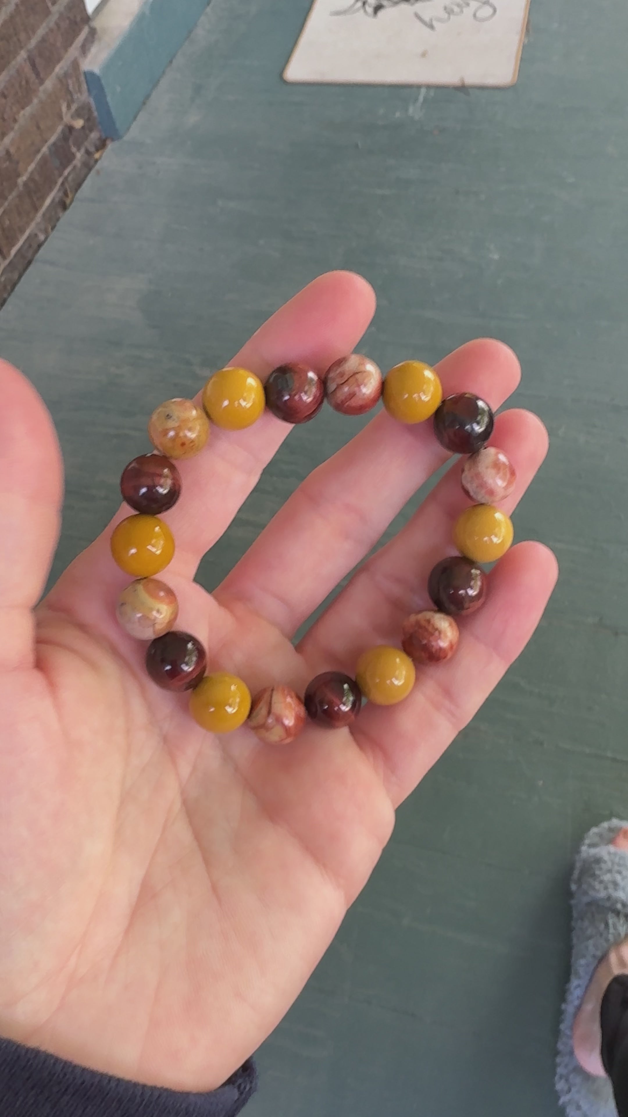 Red Tiger's Eye, Australian Mookaite & Rhyolite 10mm Chunky Beaded Bracelet